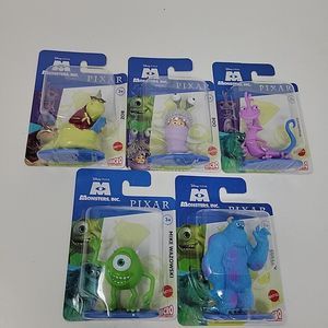 Monsters Inc Pixar 5 SET Mattel Micro Collection Toys Mini Figures Cake Topper